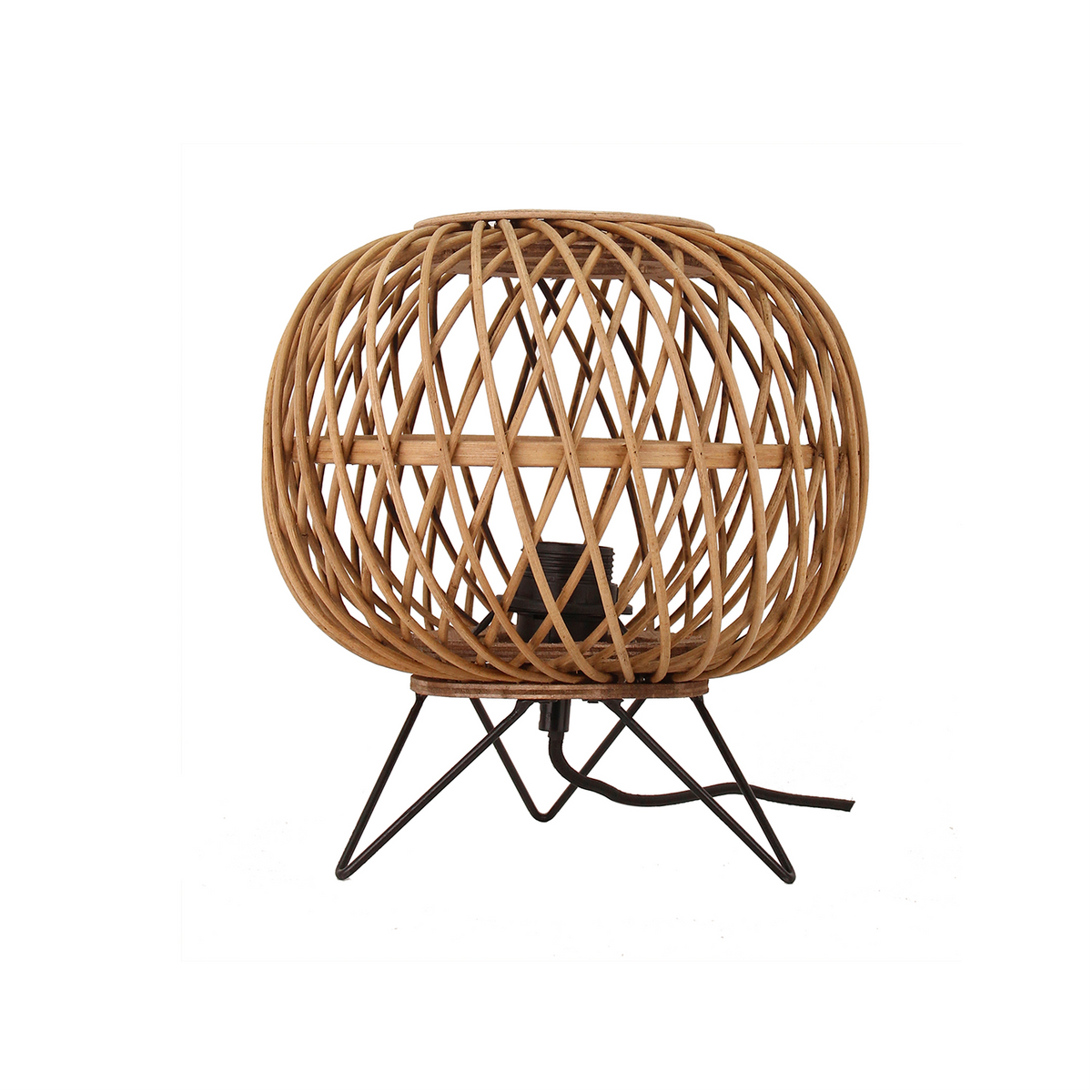 Deze landelijke tafellamp in bruin bamboe creëert een warme sfeer op elke tafel. Perfect voor een gezellig interieur.