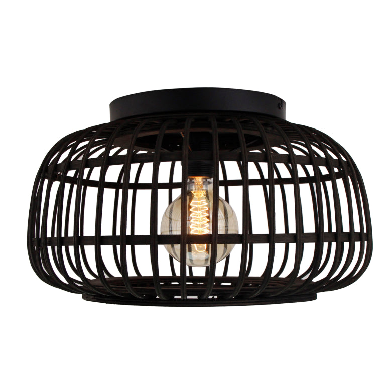 Deze zwarte plafondlamp in landelijke stijl voegt karakter toe aan je interieur. Een stijlvolle keuze voor elke ruimte.