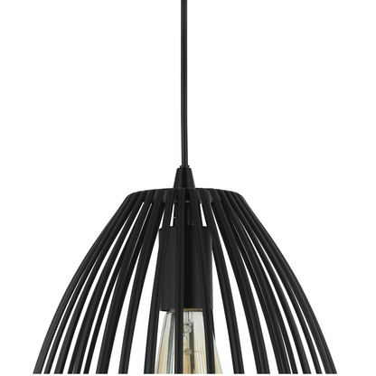 Illuminate your space with the striking Rho black pendant light. Its modern industrial design adds a bold touch to any decor.