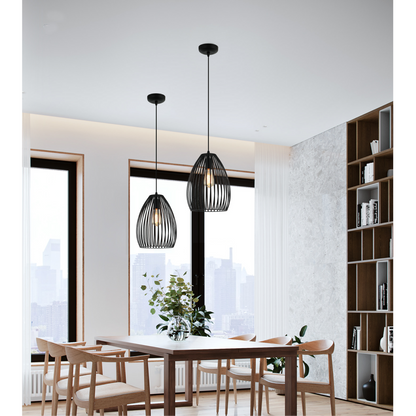 De zwarte Rho hanglamp voegt een moderne industriële flair toe aan elke ruimte. Perfect voor boven een eet- of salontafel.