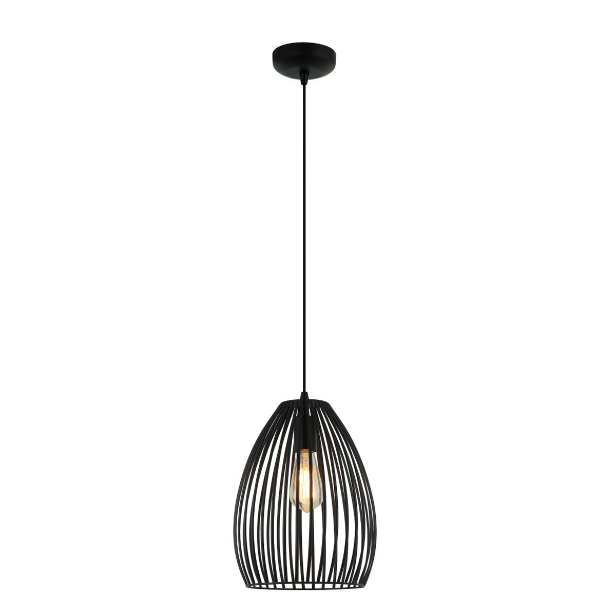 Deze zwarte Rho hanglamp van metaal geeft een stoere, industriële uitstraling aan je interieur.