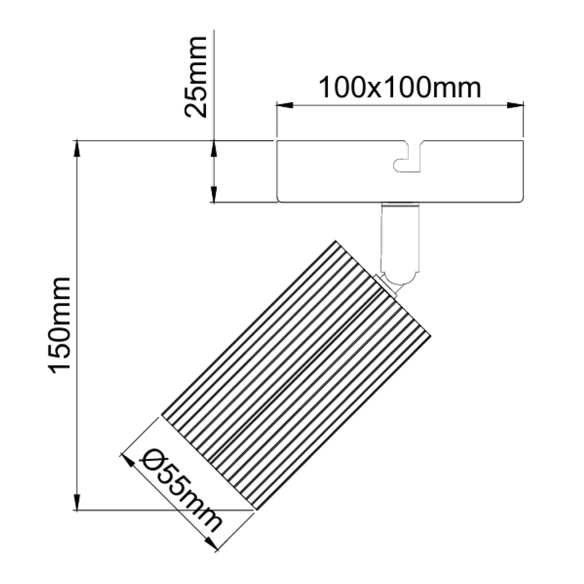 De Rigo plafondlamp in zwart met een stoer metalen design.