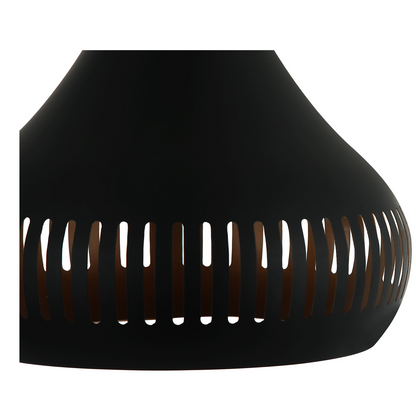 The black Strisce pendant light boasts an industrial charm. Perfect for adding a bold statement to any room.