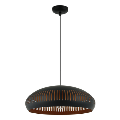 Deze zwarte Strisce hanglamp geeft een industriële flair aan je interieur.