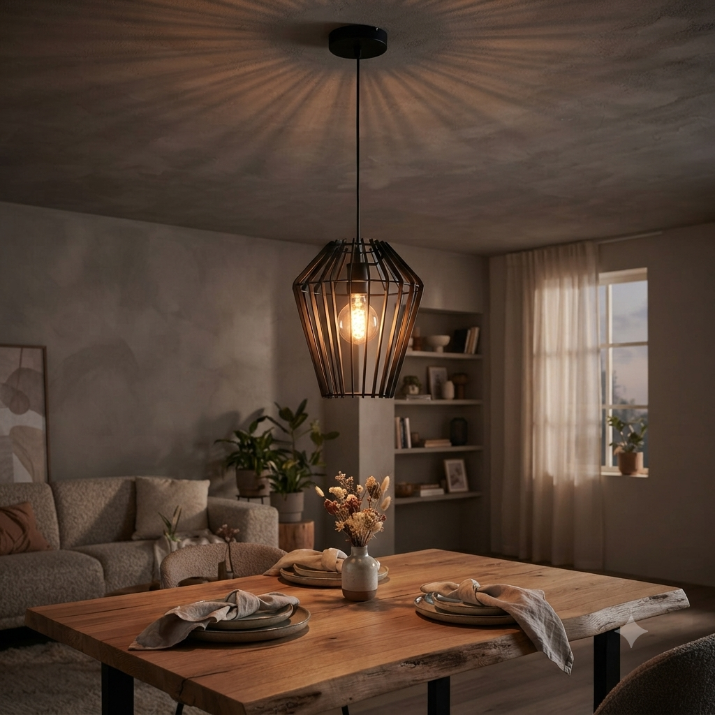 Moderne zwarte hanglamp Tavola geeft een sfeervolle uitstraling aan jouw interieur. Perfect voor boven de eettafel!