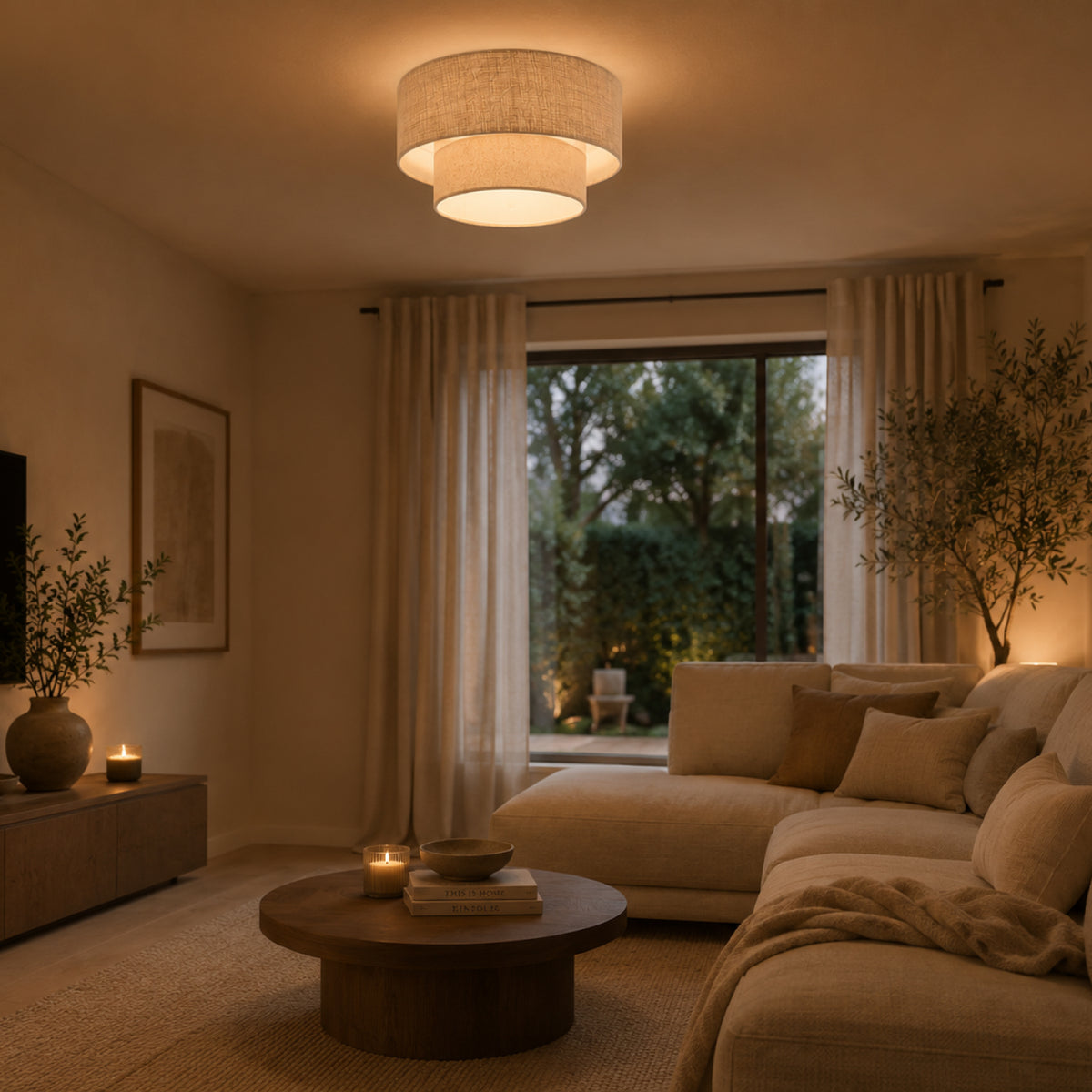 Verken de rustieke charme van de beige Trilo plafondlamp. Perfect voor een serene Japandi sfeer in jouw interieur.