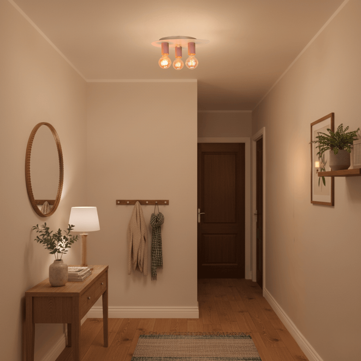 Deze opvallende rode plafondlamp brengt levendige kleur in je interieur. Perfect voor een speelse en uitnodigende sfeer.