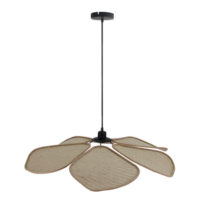Detailweergave van de natuurlijke Corvo hanglamp. Deze bohemian lamp brengt een warme, organische sfeer in jouw interieur.