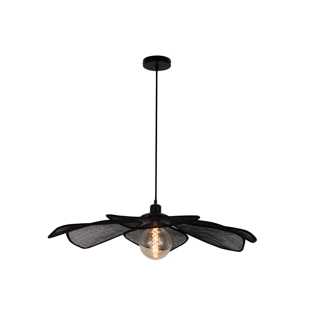 Dramatic black pendant light adds a bold statement to any room. Perfect for creating a stylish focal point overhead.