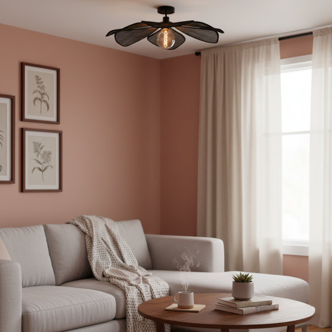 Illuminate your space with the striking black Corvo ceiling light. Its bold design sets a dramatic mood in any room.