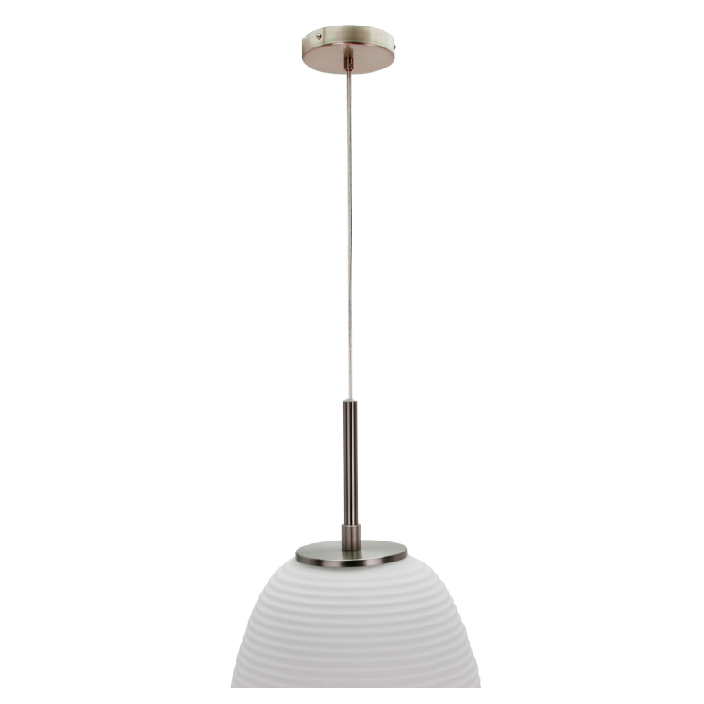 Detail van de moderne Costola hanglamp in wit en transparant. Een verfijnde toevoeging voor elke eigentijdse ruimte.