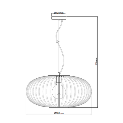 A close-up of the gold Curvato pendant light showcases its intricate design.