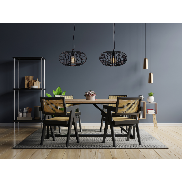 De Curvato hanglamp in zwart voegt een industrieel accent toe aan je interieur. Perfect voor een stijlvolle ambiance.