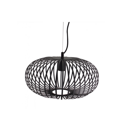 Detailfoto van de zwarte hanglamp Curvato. Perfect voor een industriële uitstraling in een moderne woonruimte.