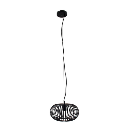 Bijzondere detailfoto van de Curvato hanglamp in zwart. Deze industriële lamp voegt karakter toe aan je interieur.