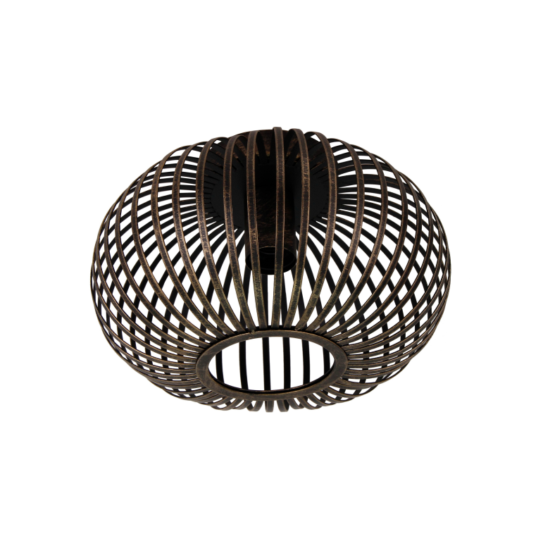 De bronzen Curvato plafondlamp heeft een industrieel karakter. Een eyecatcher die elke ruimte een warme uitstraling geeft.