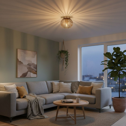 De Curvato plafondlamp in brons voegt een moderne touch toe aan je interieur. Perfect voor sfeervolle verlichting.