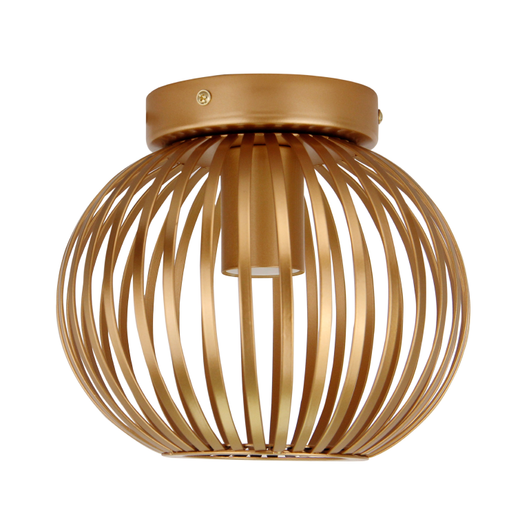 Dichtbijzicht van de bronzen Curvato plafondlamp. Deze moderne lamp geeft een warme gloed aan elke kamer.