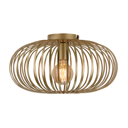 Illuminate your space with the modern gold Curvato ceiling light. Its round design adds a touch of elegance overhead.