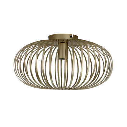 Strakke goudkleurige plafondlamp Curvato met modern design. Deze lamp voegt een luxe touch toe aan je interieur.