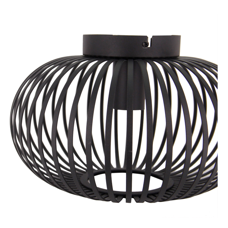 De Curvato plafondlamp in zwart heeft een eigentijds industrieel ontwerp. Perfect voor een stoere ambiance in jouw interieur.