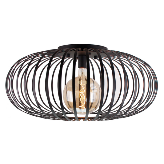 Moderne plafondlamp Curvato in chic zwart. Een statement stuk dat elke ruimte van een eigentijdse sfeer voorziet.