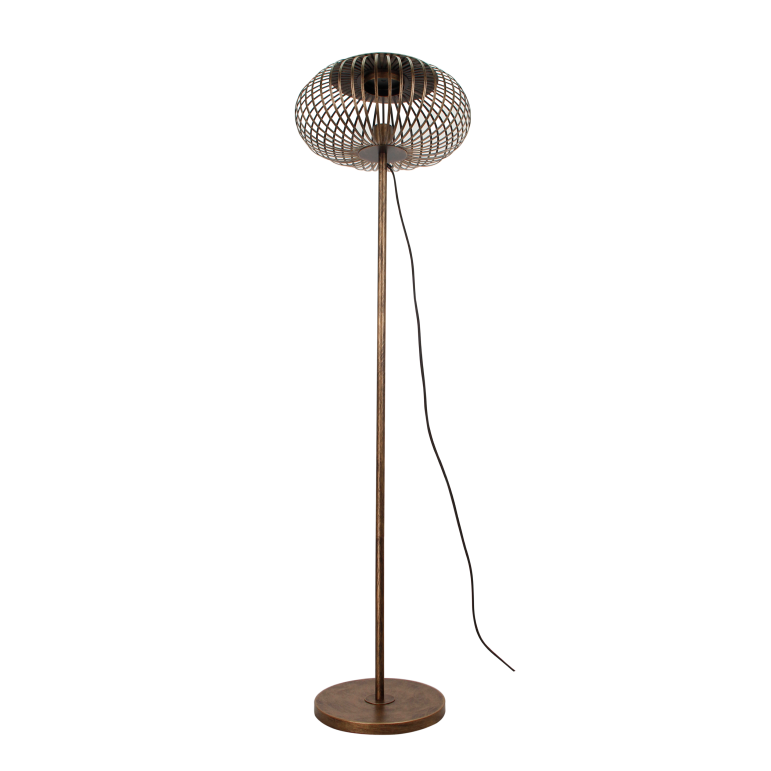 De bronzen Curvato vloerlamp heeft een moderne uitstraling. Perfect voor een sfeervolle hoek in jouw interieur.