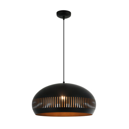 Strakke hanglamp Duomo in zwart en goud, perfect voor een moderne inrichting.