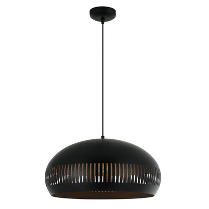 Detail van de Duomo hanglamp in zwart met gouden accenten. Deze moderne lamp voegt luxe toe aan elke ruimte.