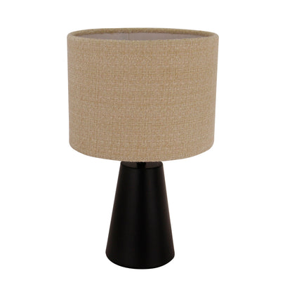 De detailfoto toont de zandkleurige Faro tafellamp met zwart accent. Een perfecte aanvulling voor een warme, moderne sfeer.