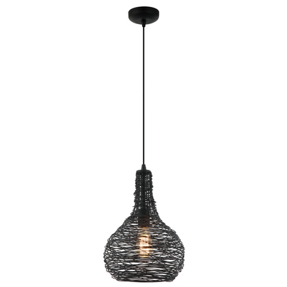 Strakke zwarte hanglamp Filo Sottile met een speelse vormgeving.