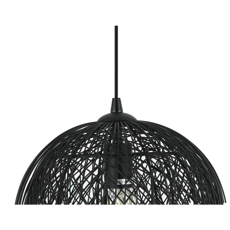 Deze detailfoto toont de zwarte Filo Sottile hanglamp met een moderne uitstraling.