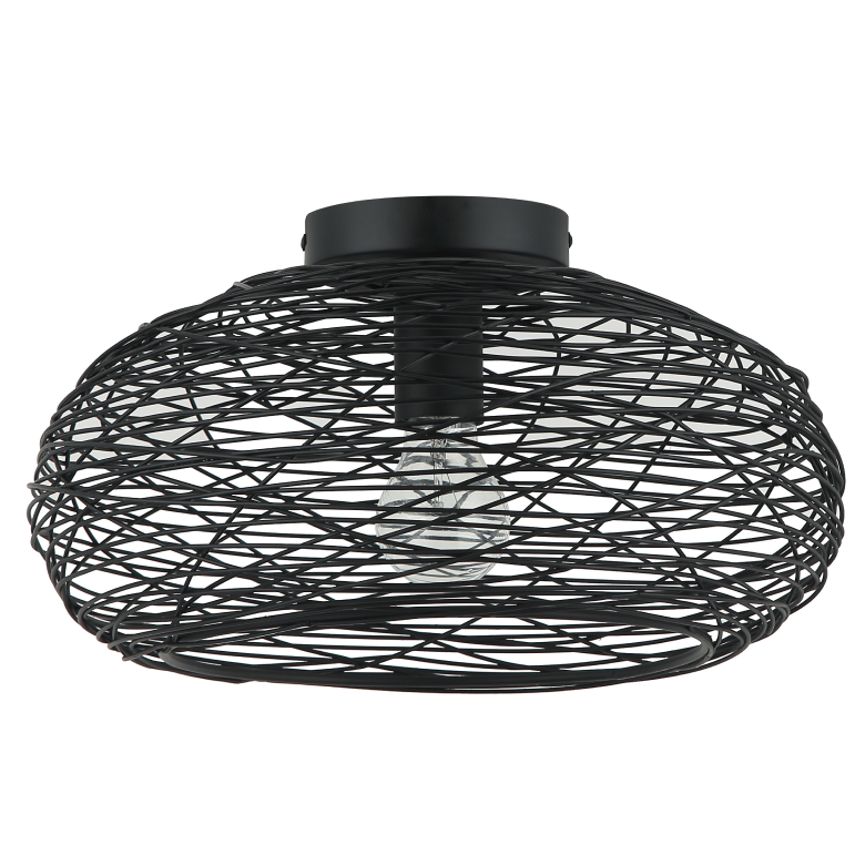 Een gedetailleerd uitzicht op de zwarte plafondlamp Filo Sottile.