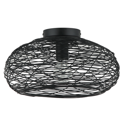Een gedetailleerd uitzicht op de zwarte plafondlamp Filo Sottile.