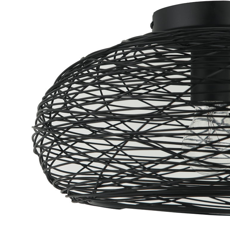 Details van de moderne zwarte Filo Sottile plafondlamp met een strakke uitstraling. Perfect voor hedendaagse interieurs.