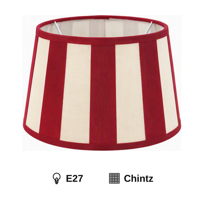 Various Lampshade Round Top - Cream, Red - Balken - Ø25 cm - Chintz with E27 lamp holder, made of Chintz
