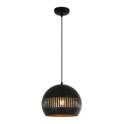 Moderne zwarte hanglamp Globo met een strakke uitstraling.