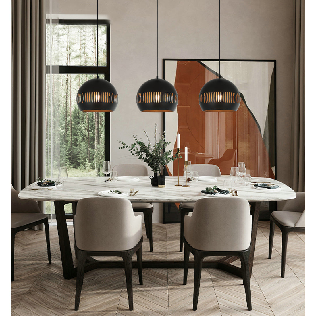 Deze zwarte Globo hanglamp brengt moderniteit in jouw interieur. Perfect voor sfeervolle verlichting boven de eettafel.