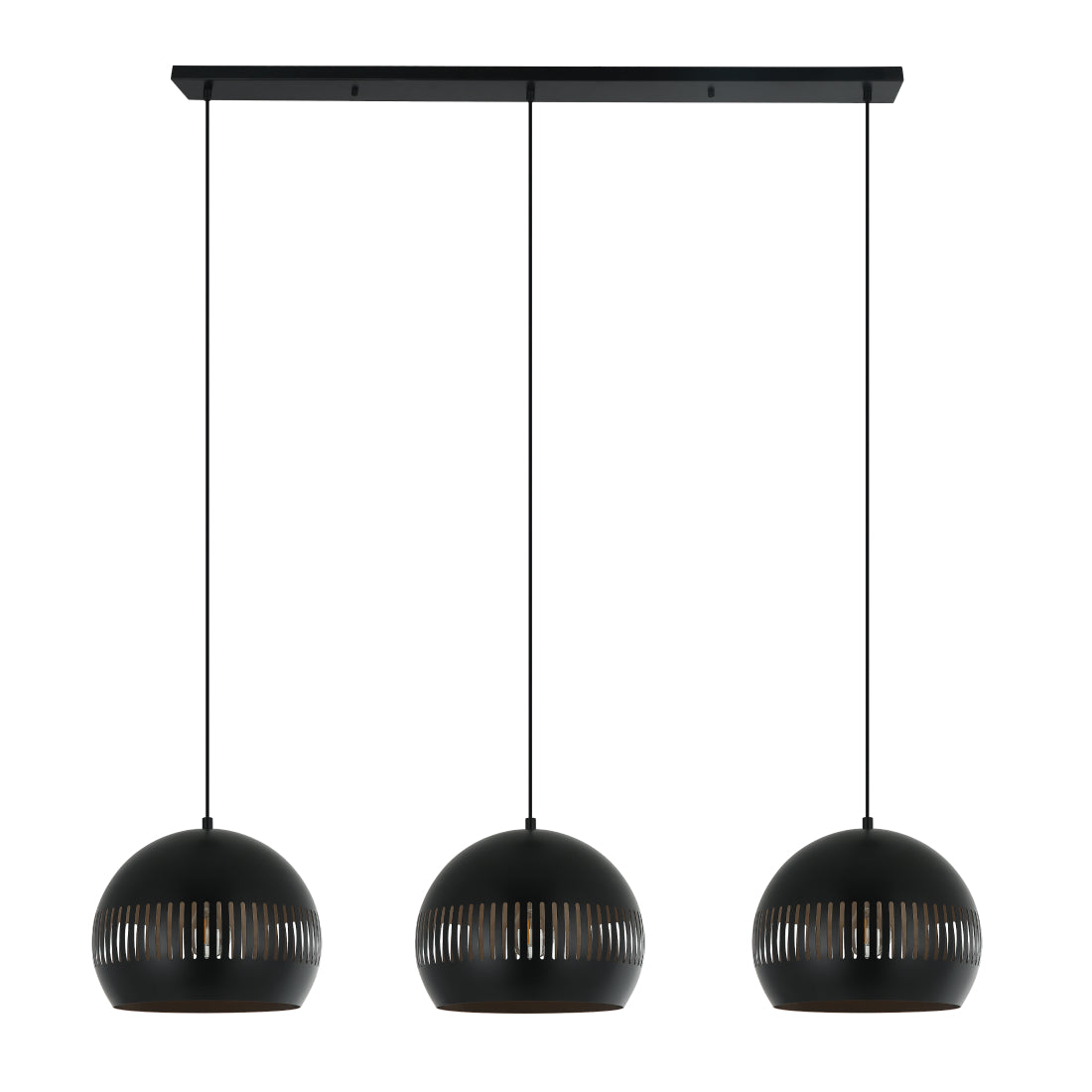 Detailweergave van de moderne zwarte Globo hanglamp. Een verfijnd accent voor elke eigentijdse interieurstijl.