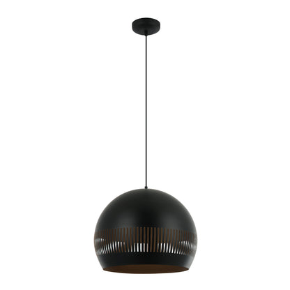 Close-up of the Globo pendant light showcasing its sleek black finish. Perfect for adding a modern touch to any room.