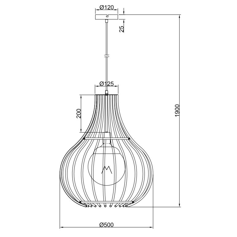 Detail van de Goccia hanglamp in zwart, met een modern design. Perfect voor een eigentijdse sfeer in jouw interieur.