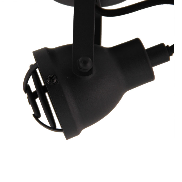 Bijzondere detailfoto van de zwarte plafondlamp Industrie.