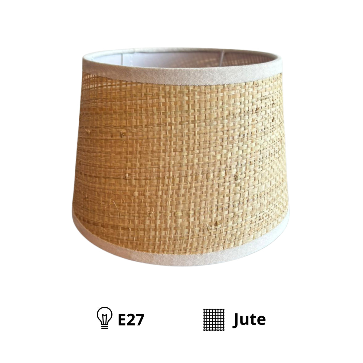 Detail van de crèmekleurige lampenkap uit de Jute serie. Perfect voor een moderne touch in je interieur.
