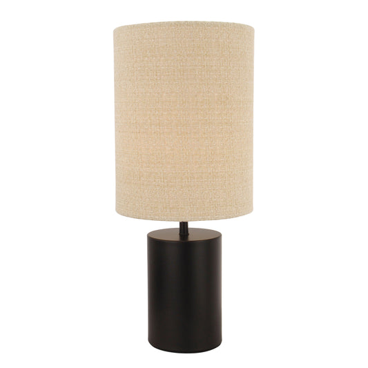 The Lagos table lamp in sleek black adds a touch of modern sophistication. Perfect for enhancing any tabletop setting.