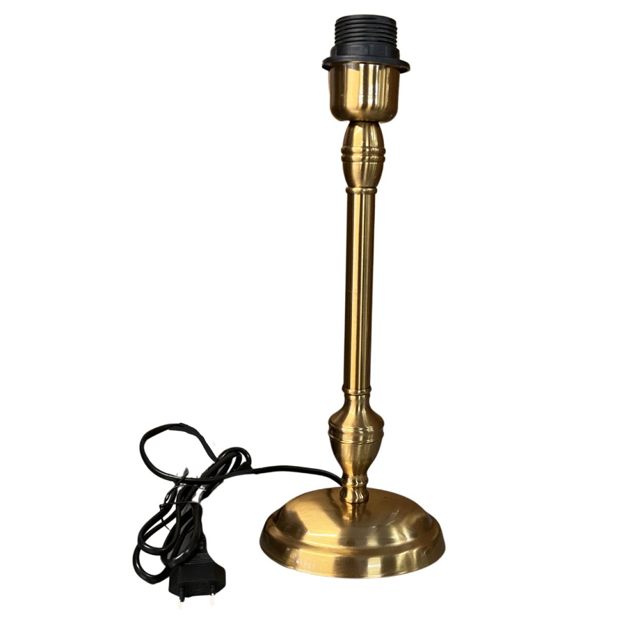 Deze gedetailleerde foto toont de elegante messing lampenvoet van 33 cm.