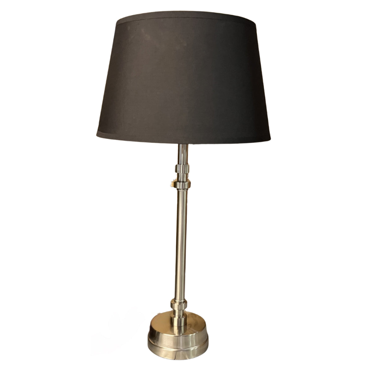 Moderne lampenvoet in nikkel, 42 cm hoog. Perfect voor een eigentijdse sfeer in jouw interieur.