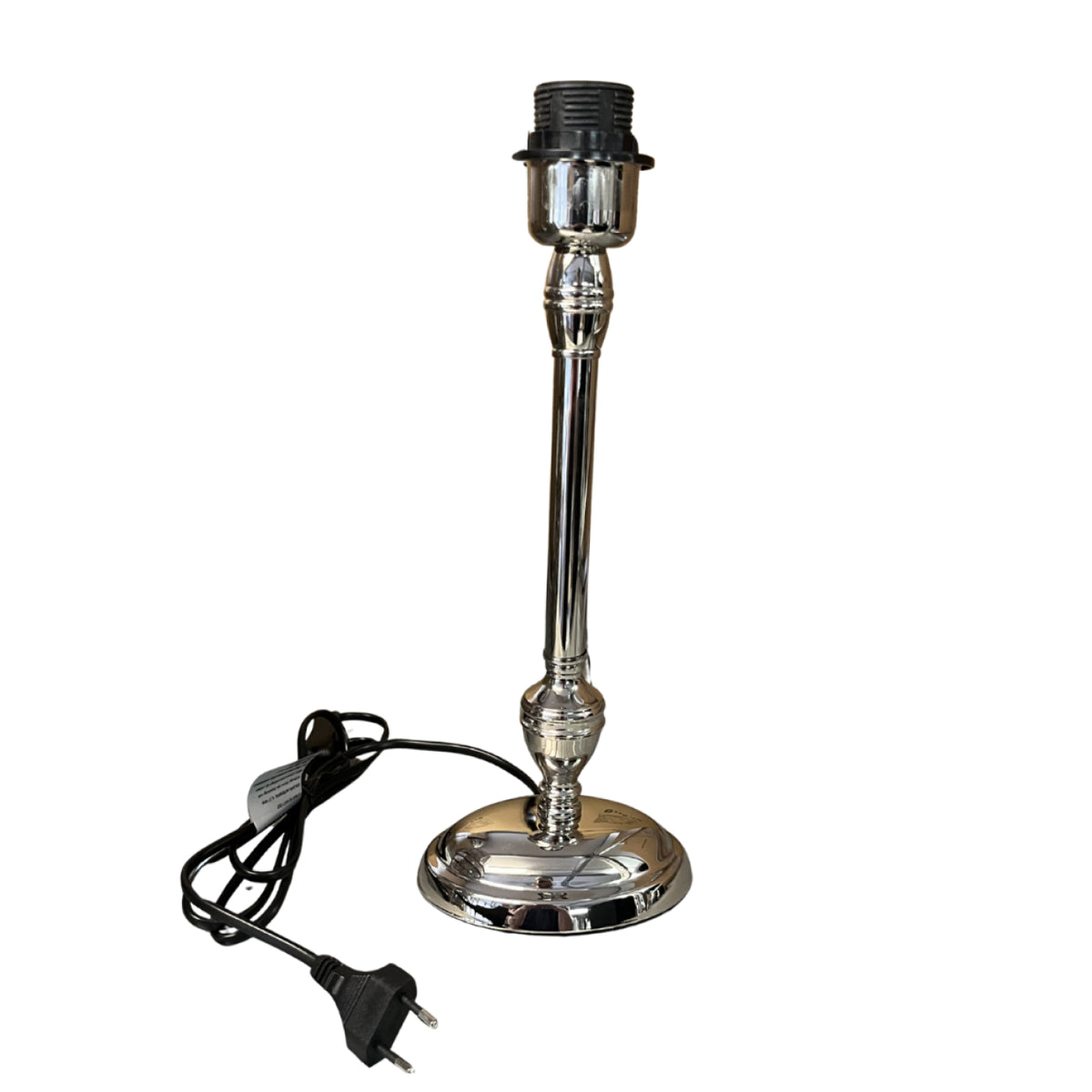 Deze moderne lampenvoet in nikkel voegt een vleugje elegantie toe aan je interieur. Perfect voor elke stijlvolle lamp.