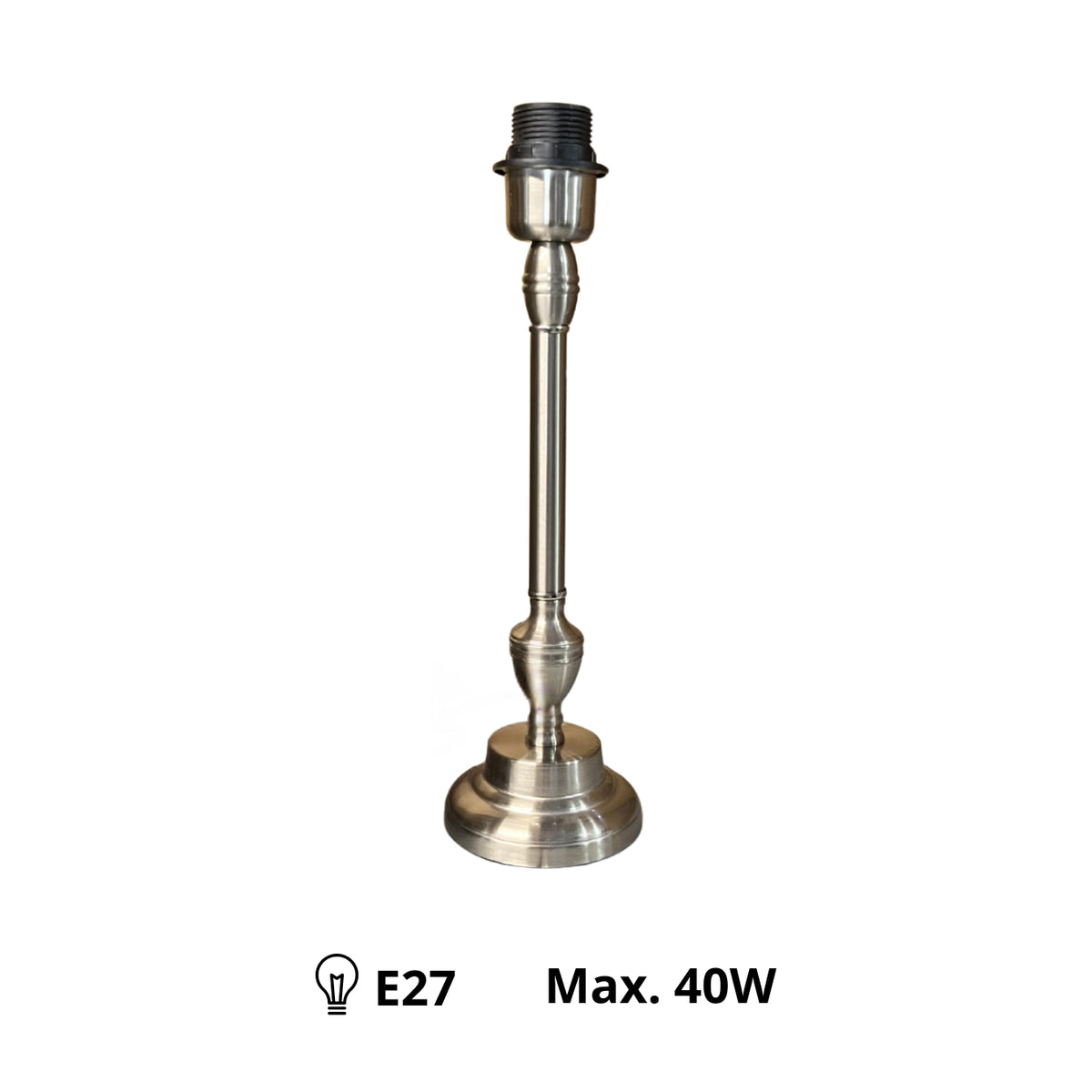 Geef je interieur een moderne touch met deze nikkel lampenvoet. Perfect voor een eigentijdse stijl en sfeer.
