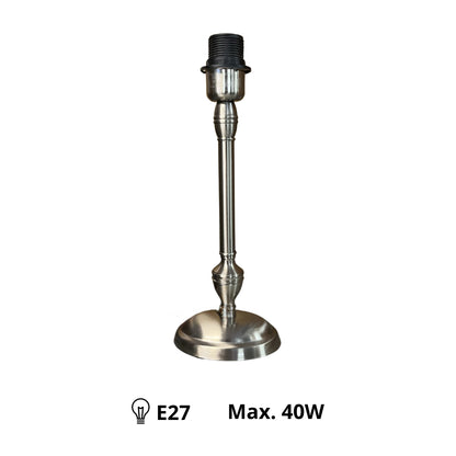 Detail van de nikkel lampenvoet van 33 cm, elegant en modern. Perfect als basis voor een sfeervolle lamp in uw interieur.