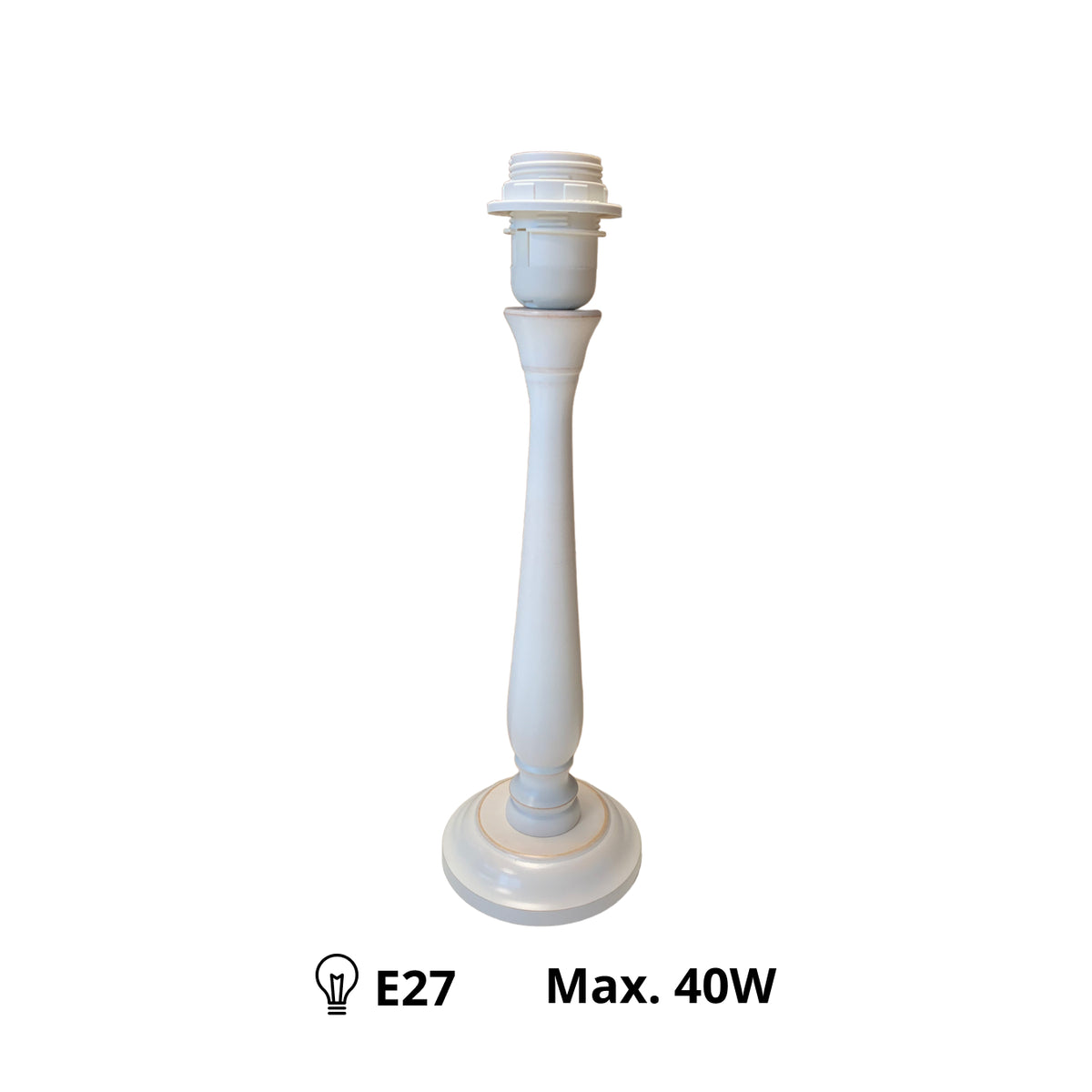 Detail van de elegante witte lampenvoet van 34 cm. Perfect voor een tijdloze uitstraling in elk interieur.